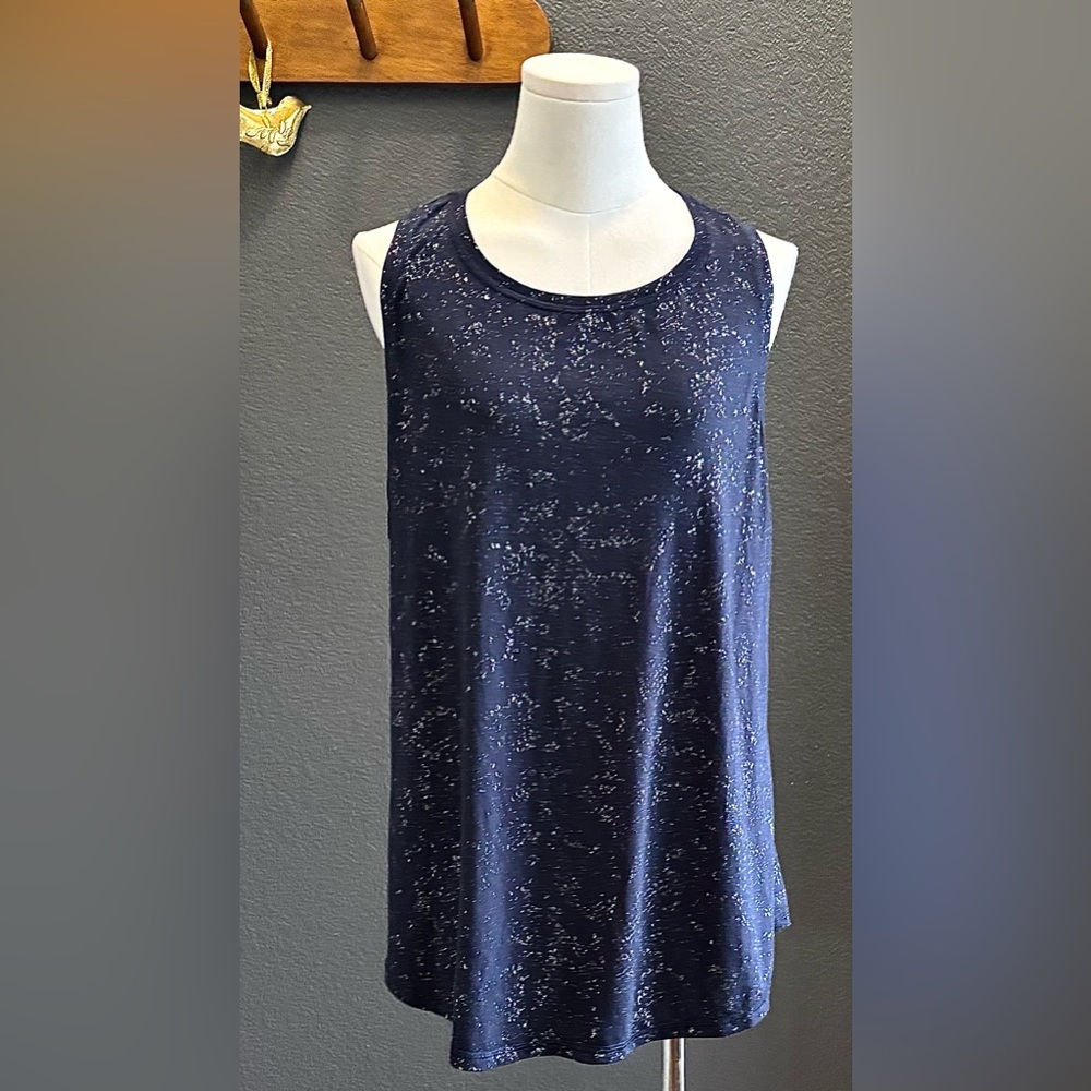 🫐 CHAMPION Navy Blue Women's Tank Top; athletic wear; silver sparkle print